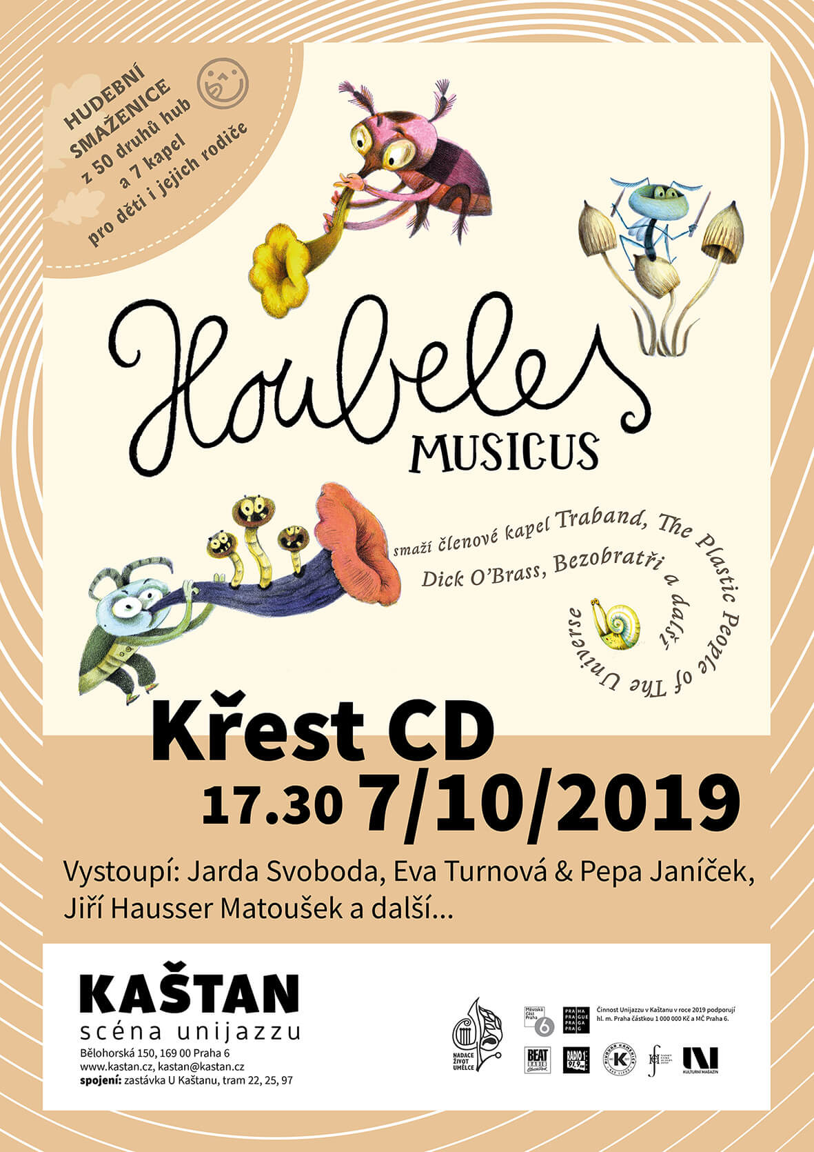 Houbeles Musicus křest CD - 7. 10. 2019 v 17:30, klub Kaštan (sc0na Unijazzu)